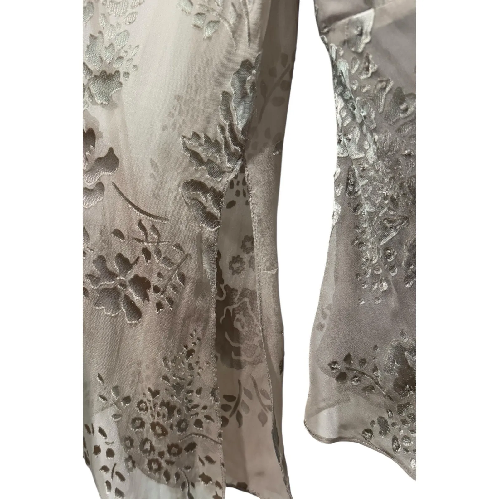 Vintage 90s Y2K Papell Boutique Evening Silk Burnout Blouse Beaded‎ Top Large - Image 3