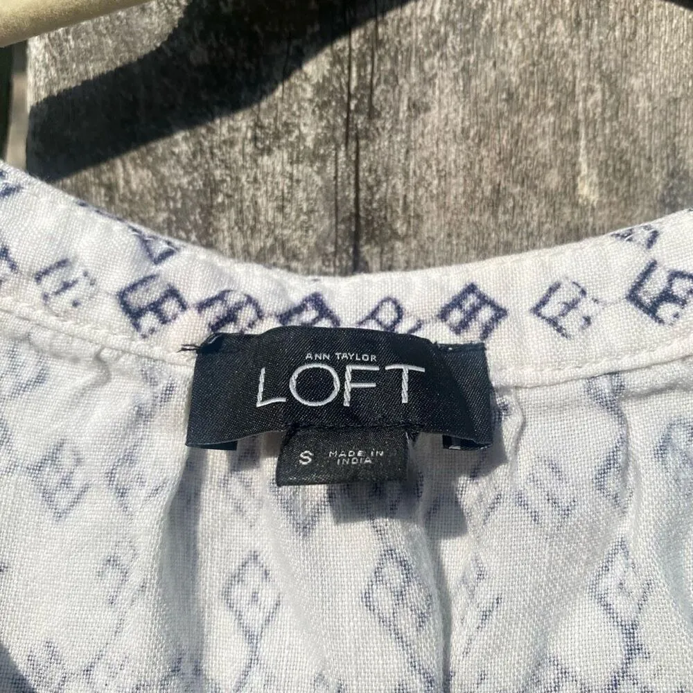 Loft  Linen Blend Geometric Print Romper | S - Image 2