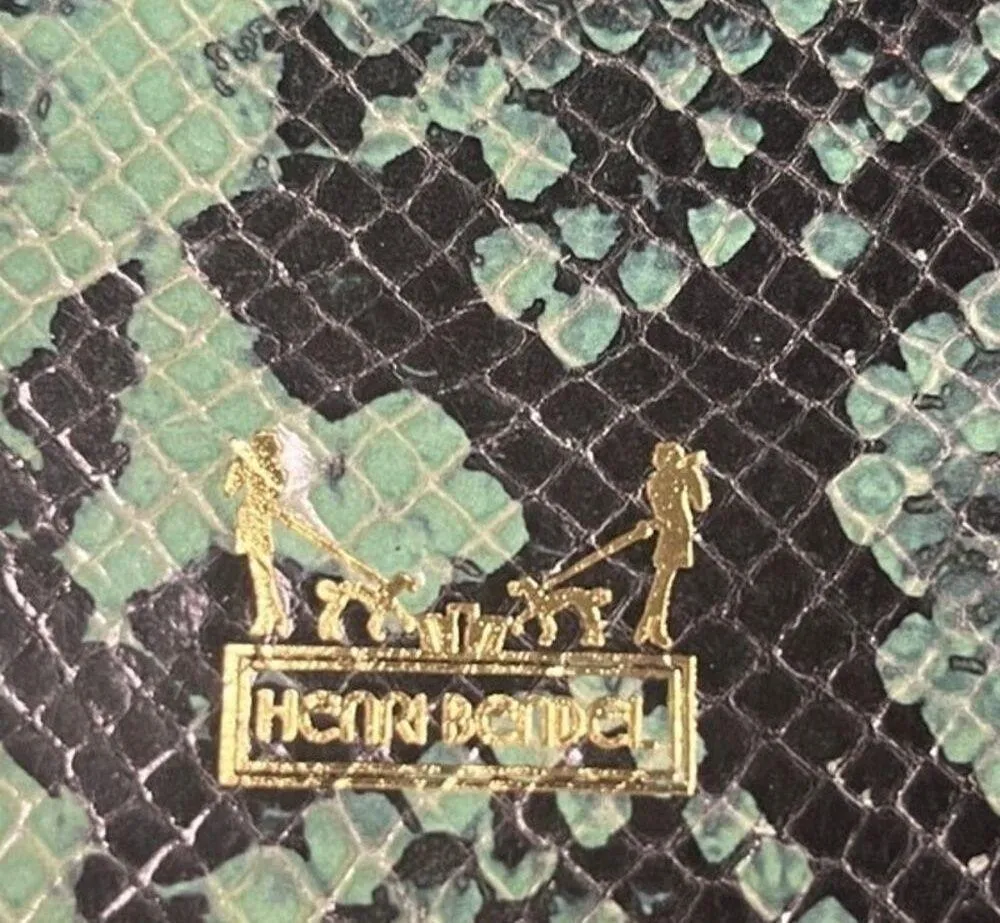 Henri Bendel Green Snakeskin design envelope pouch - Image 3