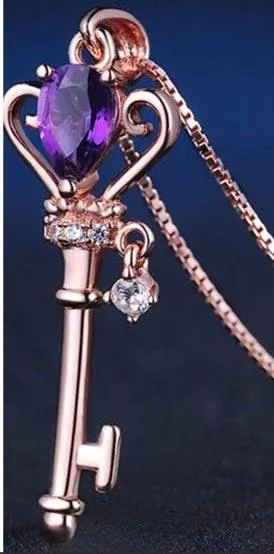 Natural Amethyst Sterling Silver Necklace Gold - Image 4