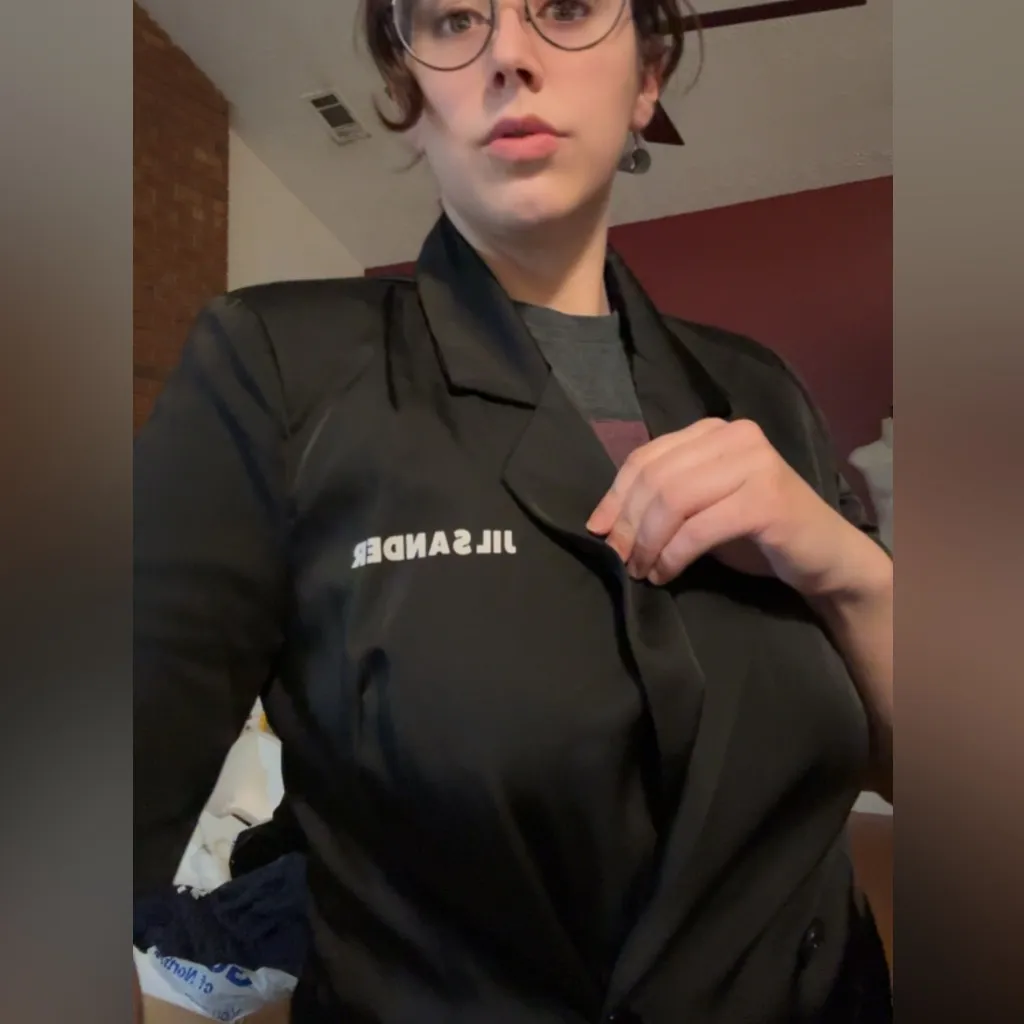 Jil Sander logo tuxedo wrap dress - Image 4