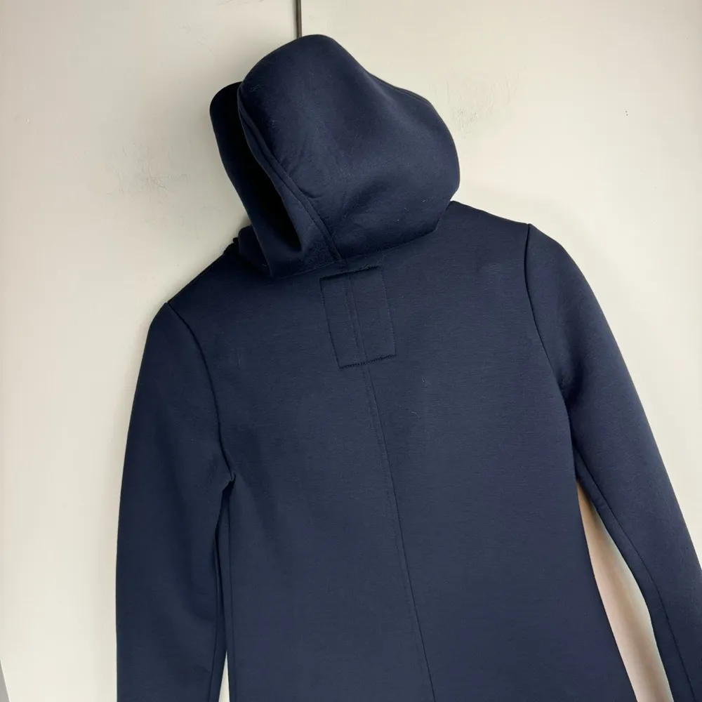 Betsy Johnson Asymmetric Scuba Hoodie Jacket Sz XS Navy Blue Performance - Image 12