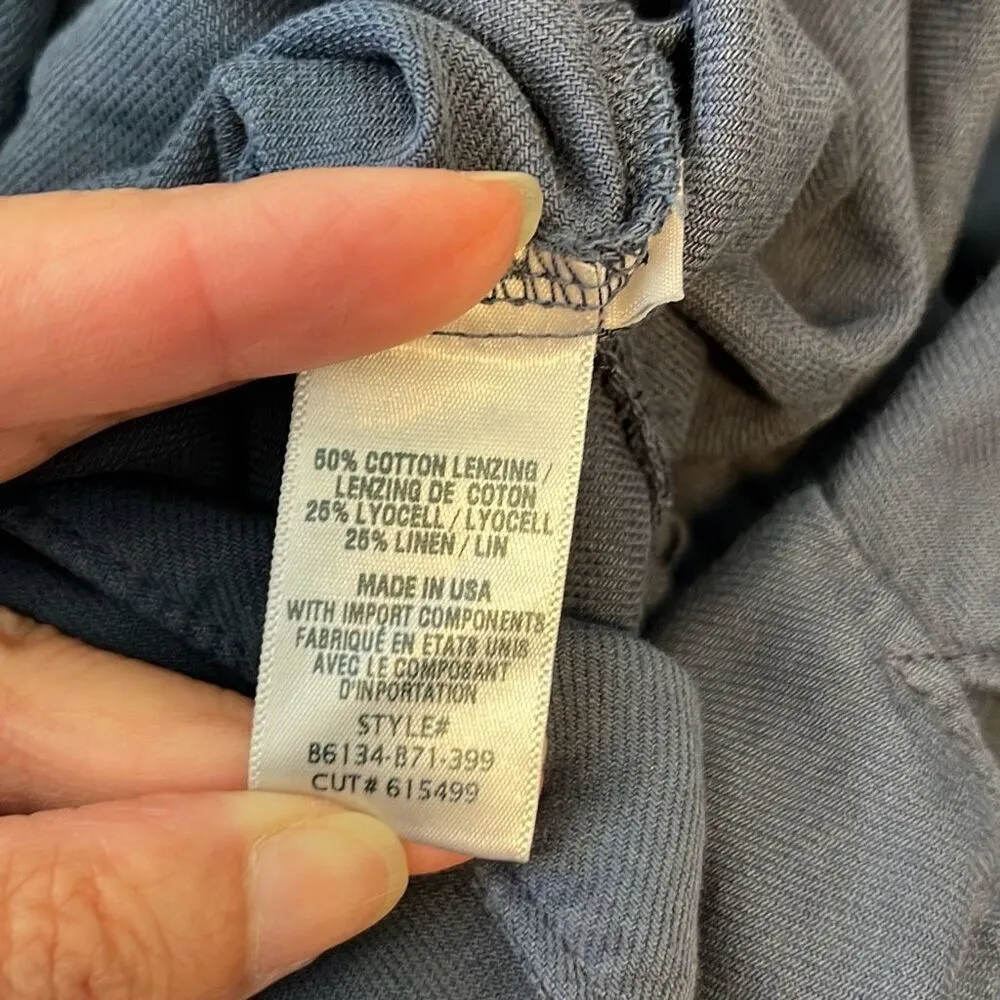 Bella Dahl Womens Notch Collar Linen Blend Straight Leg Jumpsuit Blue Medium NWT - Image 10