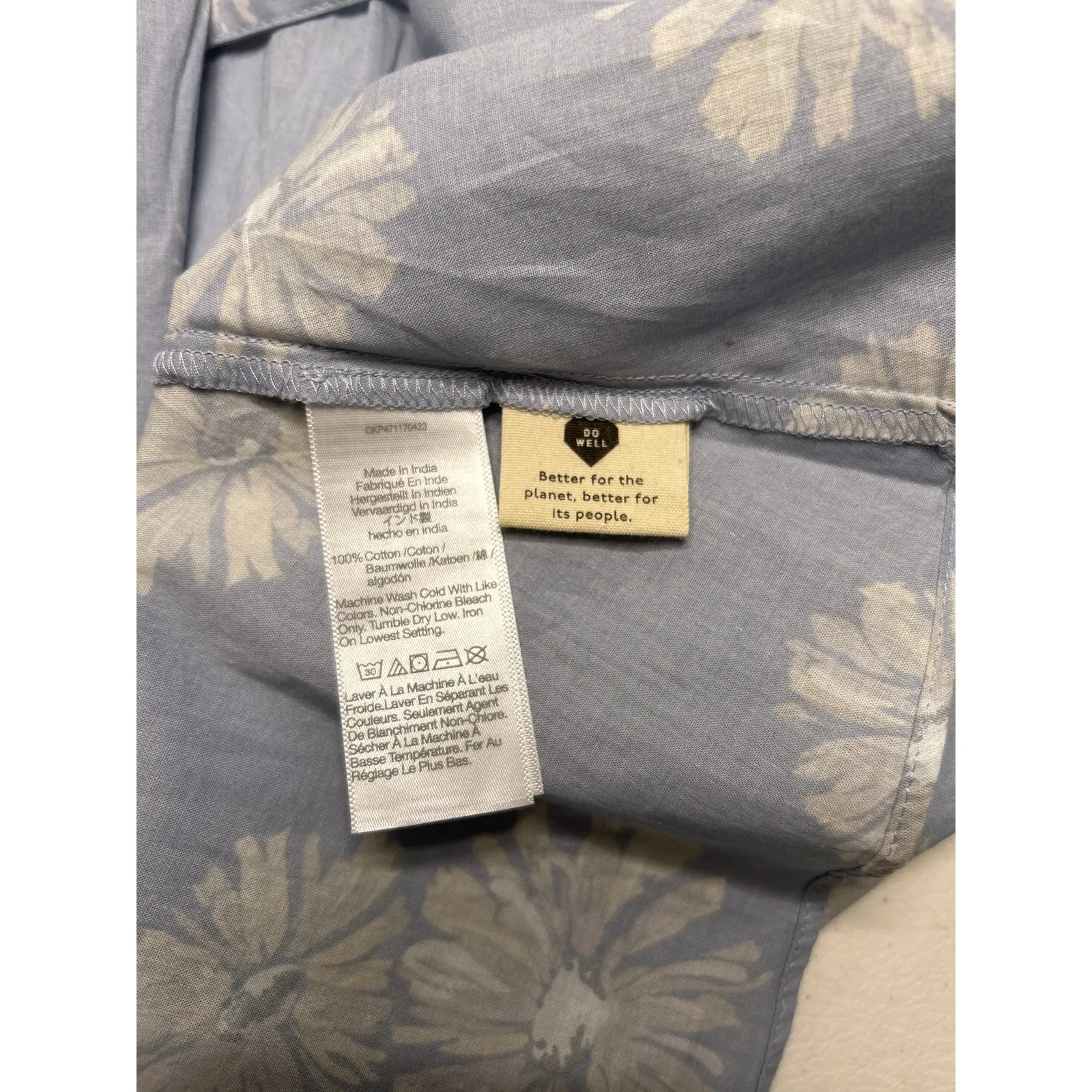 Madewell Floral Cotton Wrap Mini Dress Dusty Blue Size XS. NWOT - Image 7