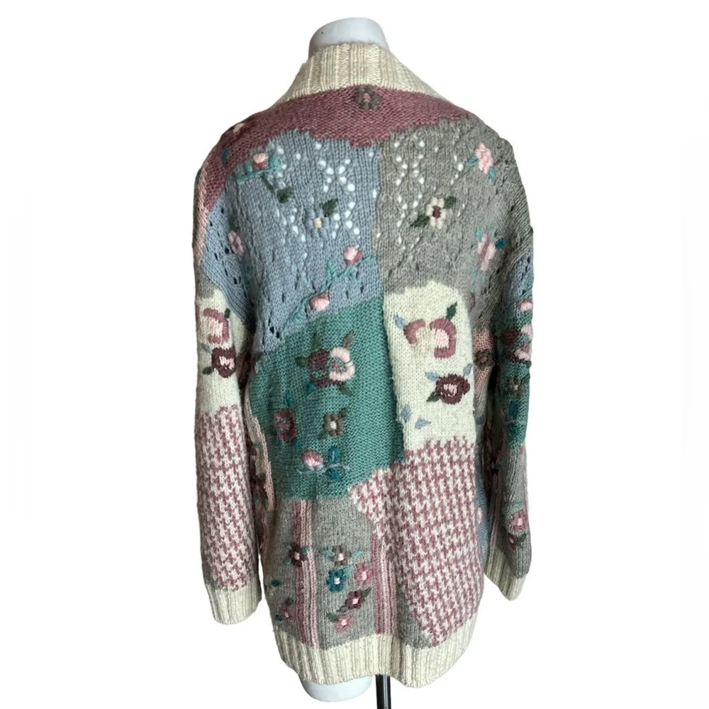 Peruvian Connection Hand knit merino wool embroidered cardigan sweater - Image 3