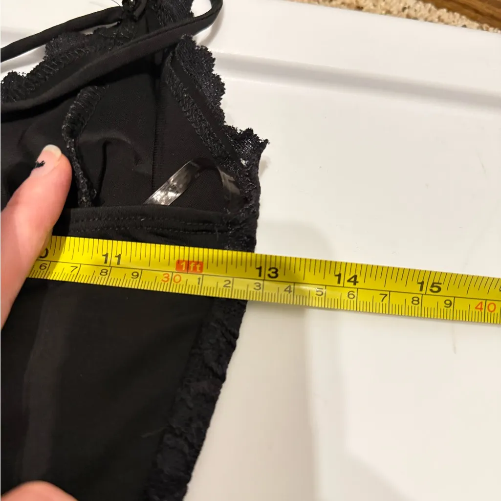 Charlotte Russe Black Lace Mesh Bodysuit Ring Detail Straps Top Size S Goth Edgy - Image 6