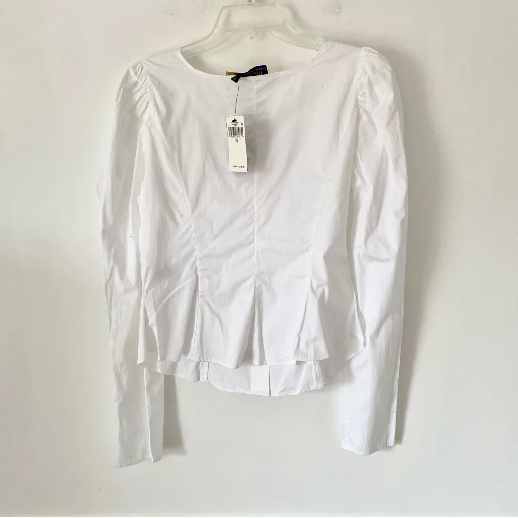 Polo Ralph Lauren NWTs Magi U-Neck White Cotton Blouse size 10 - Image 8