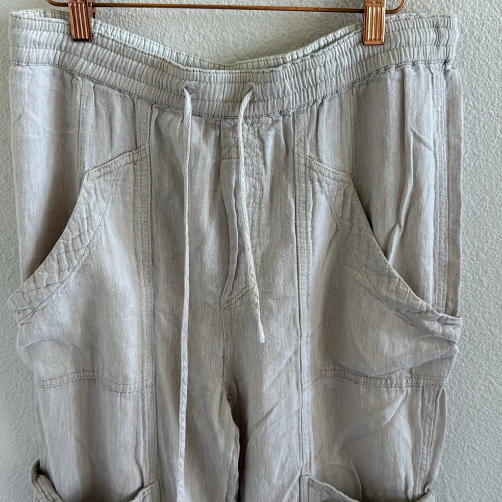 Free People Feelin’ Good Utility Pull-On Pants Linen Cream Small - Image 3