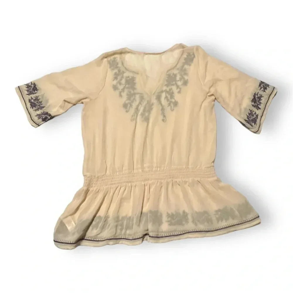 Faith TWENTY ONE Peasant Blouses Gathered‎ Waist Semi Sheer Embroidered Size 1X - Image 4