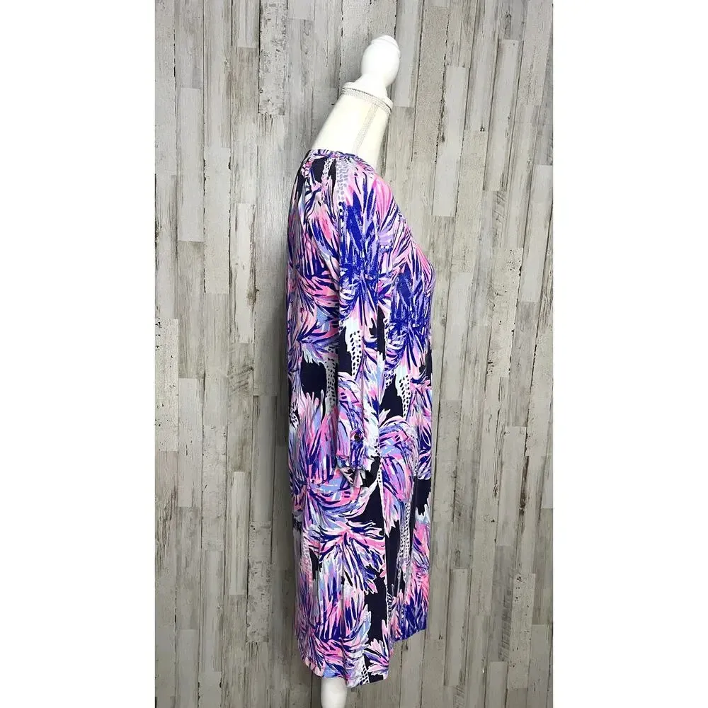 Lilly Pulitzer XS Bailor Shirt Dress Palm Leaf Knee‎ Length 3/4 Sleeve - Image 4