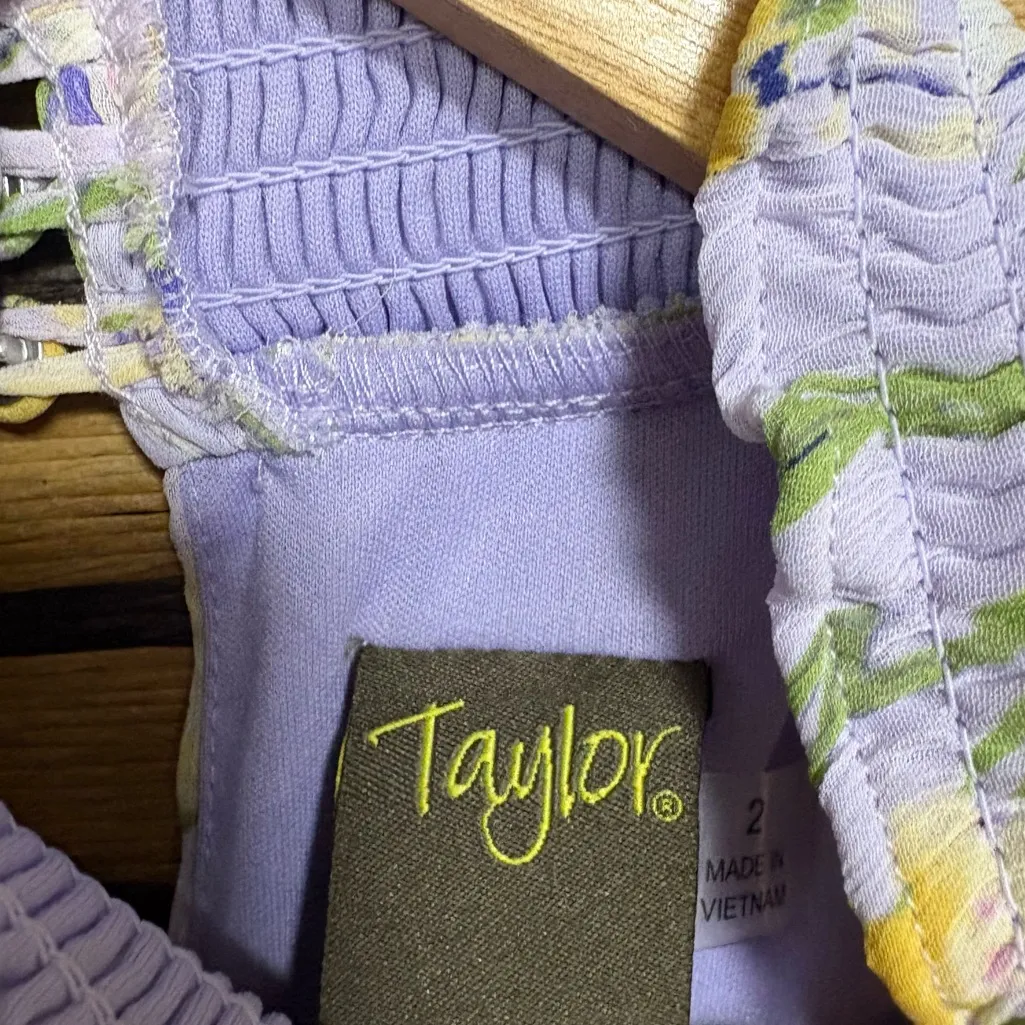 Taylor Lavender Flora Midi Dress‎ Size 2 Purple - Image 7