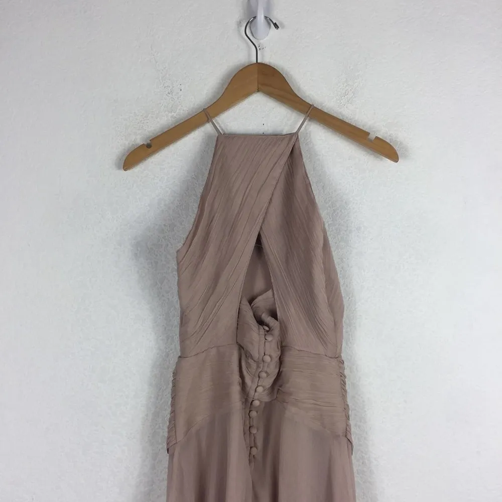 ASOS Design Bridesmaid Pink Blush Pinny Ruched Bodice Chiffon Maxi Dress Size 2 - Image 14