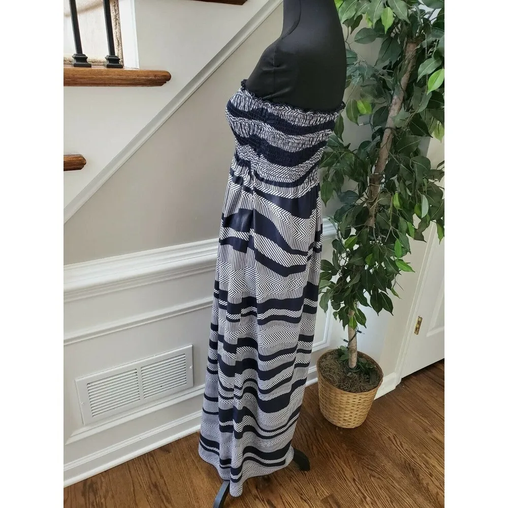 Romeo & Juliet Couture Women's Blue & White 100% Polyester V-Neck Dress Size S - Image 6