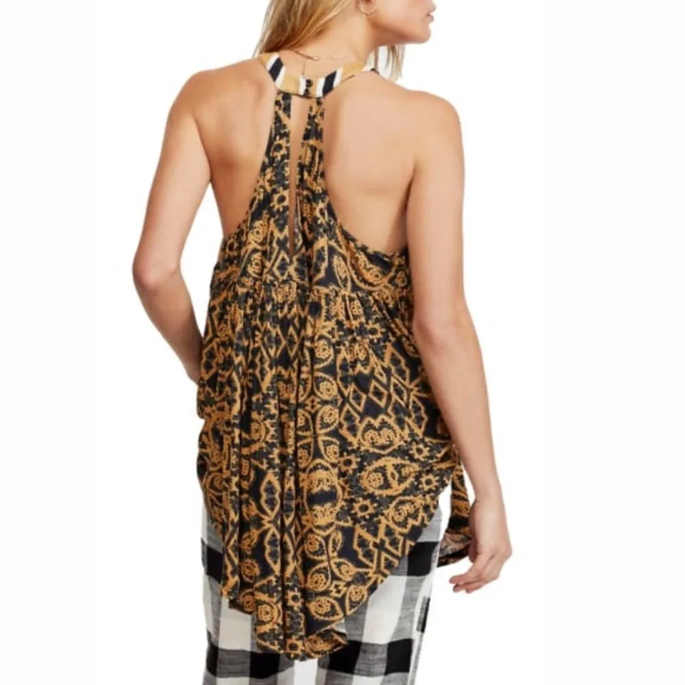 Free People Halter Boho Tunic Linen Blend Halter Top Black Size S New w/Tag - Image 7