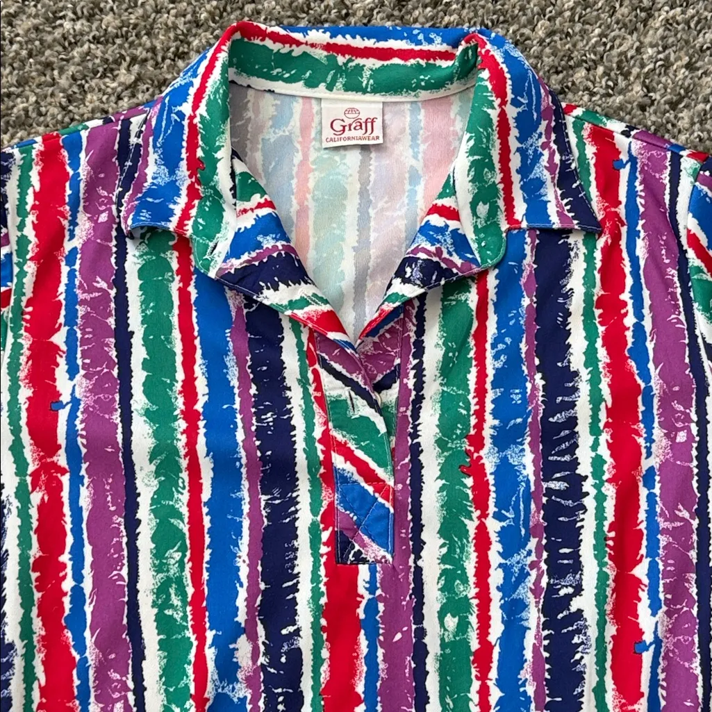 Vintage Graff Multicolor Striped Shirt Red - Image 2