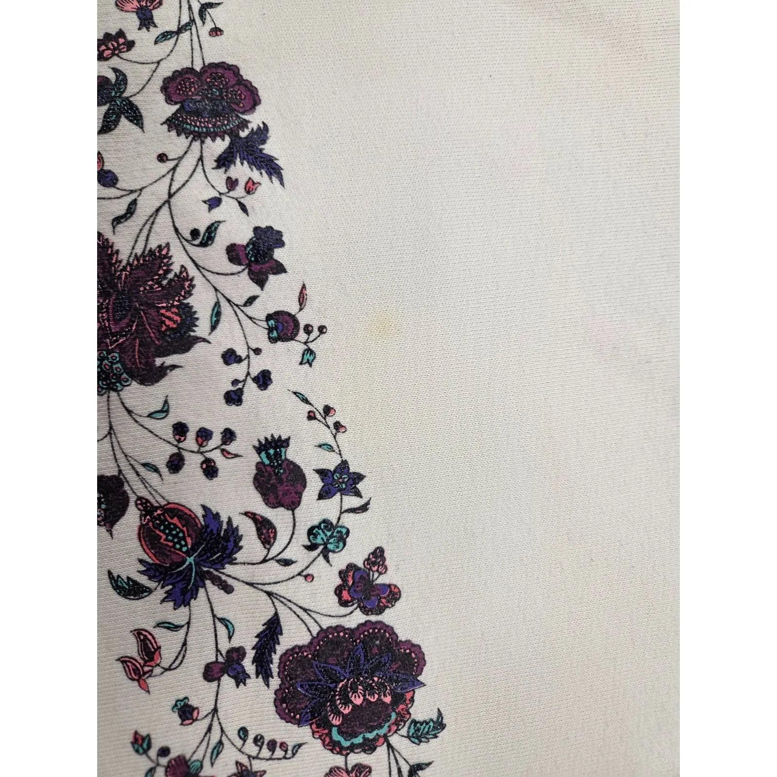 PASTA Embroidered Vintage Ivory 1980s 1990s Crewneck Sweatshirt Floral Small - Image 2