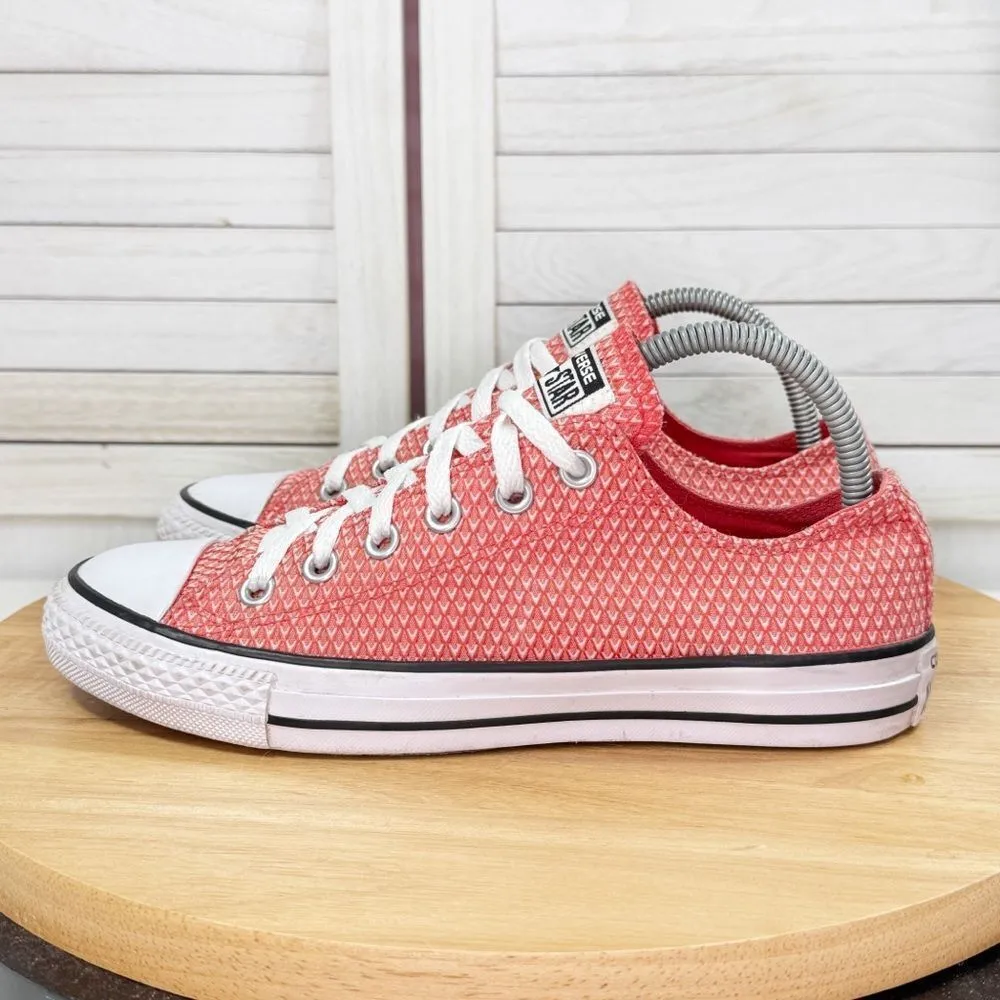 Converse Chuck Taylor All Star Ox Textured Canvas Sneakers Coral Ultra Red 8 - Image 3
