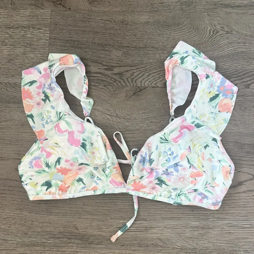 Abercrombie & Fitch x‎ Trevor Project Bikini Top SizeXXL Floral Ruffle Swim NWOT - Image 2