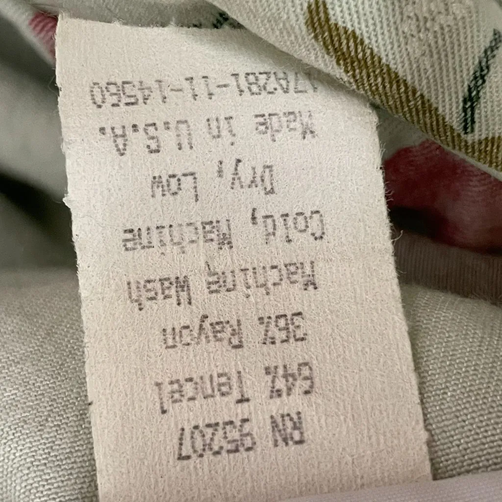 Vintage Top Lightweight‎ Jacket Shell Button Women Green Tencel Rayon Floral 90s Size L - Image 6