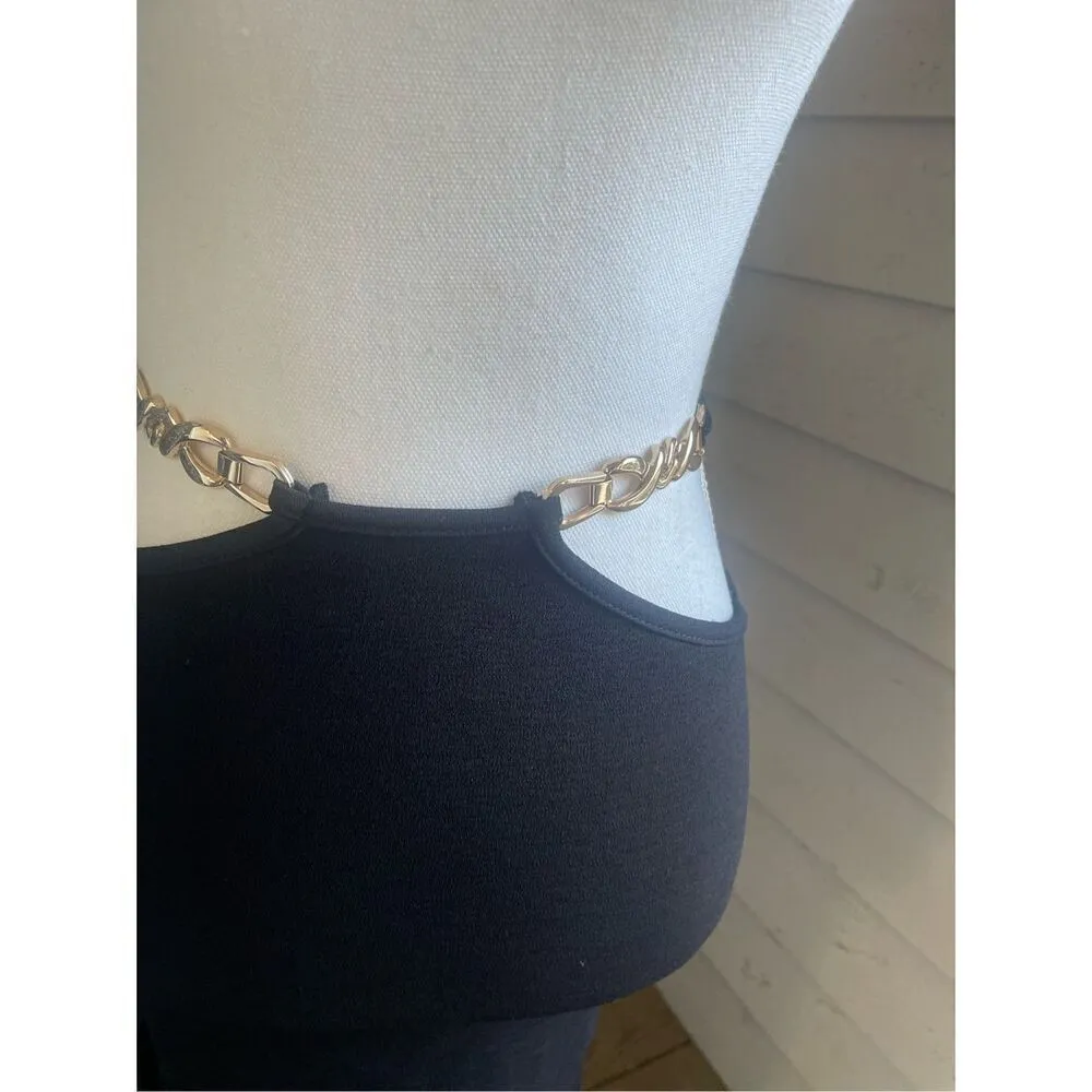 NWT Pretty Little Thing long maxi skirt Textured chain details Black Size 4 - Image 6