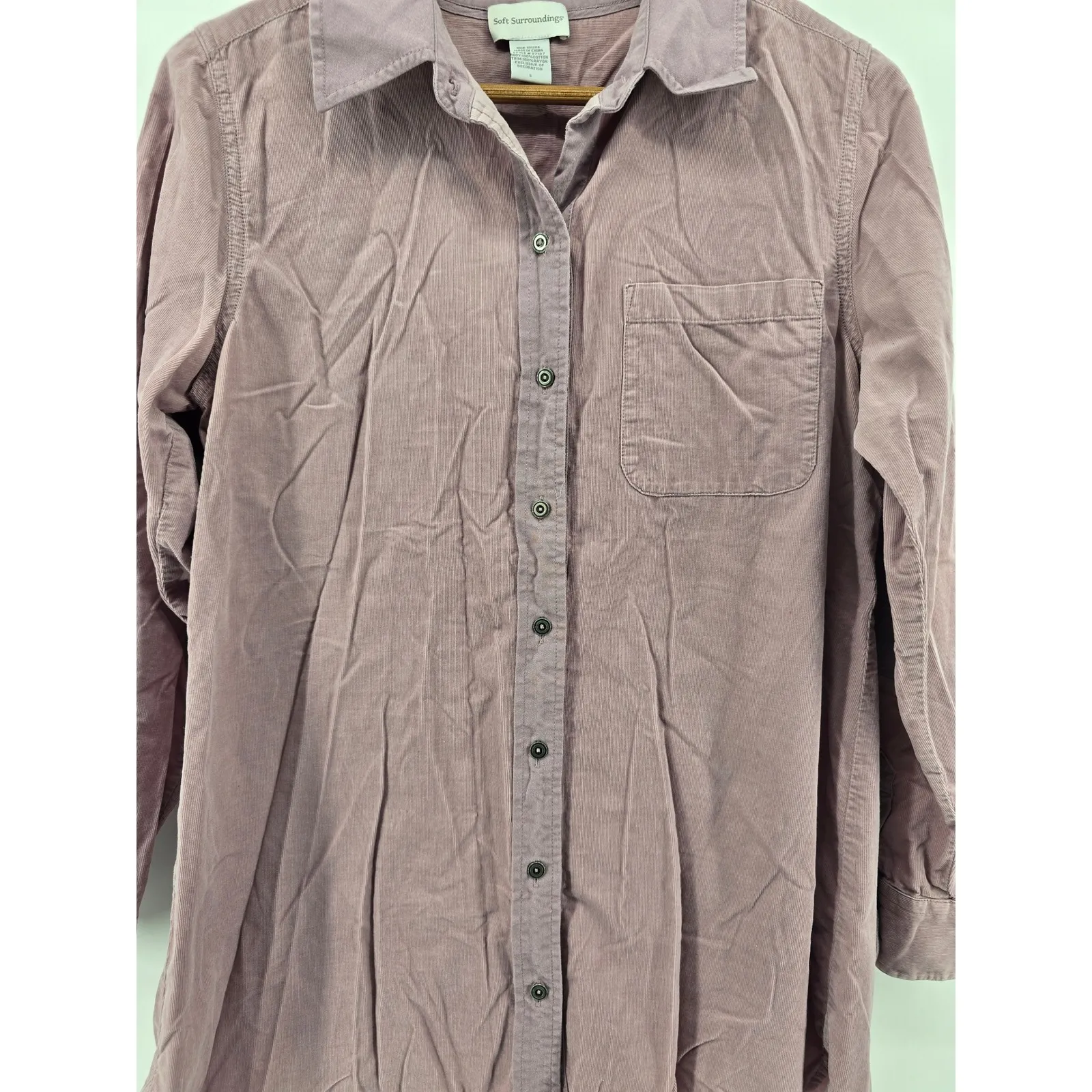 Soft Surroundings Corduroy Button Down Shirt Purple Long Sleeve Small - Image 2