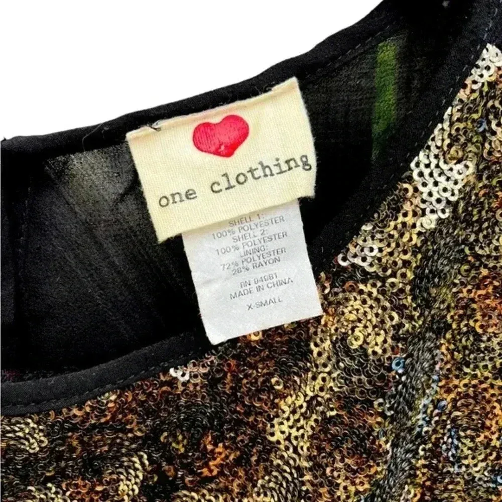 One‎ Clothing Gold Sequin Party Dress Sleeveless Cocktail Evening Mini Dress E28 - Image 3