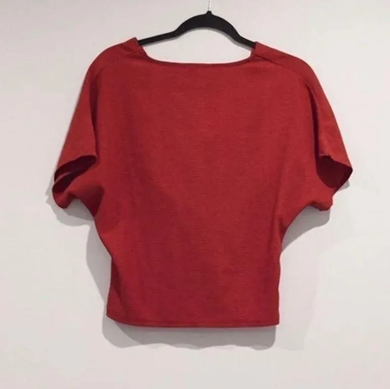 burnt orange twisted front blouse tee - Image 2