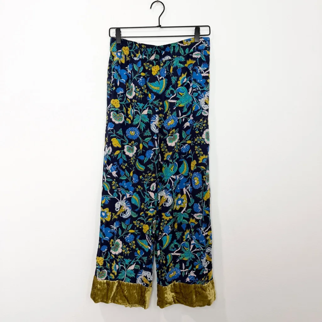 Anthropologie Clara Velvet Trimmed Lounge Set Blue Green - Image 4