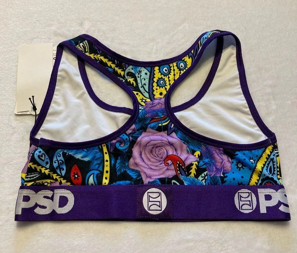 NWT PSD Sports Bra Purple Blue Paisley and Roses Small - Image 6