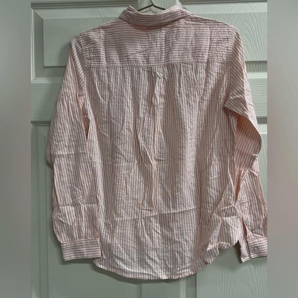Aerie Womens Ivory & Pink Striped Long Sleeve Button Down Shirt - Size XS - NWT - Image 2