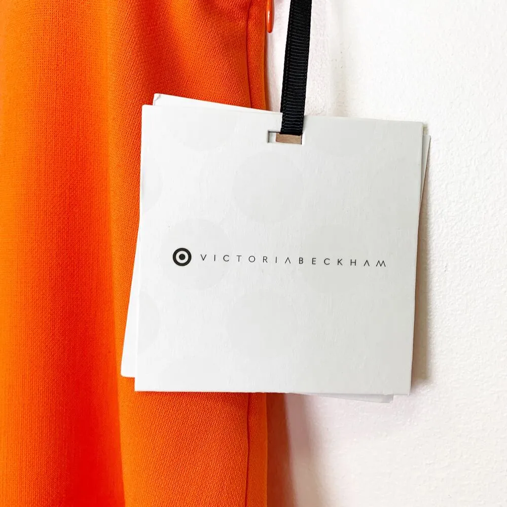 NWT Victoria Beckham Tarjeta Orange Scallop Pocket Stretch Knit Mini Skirt L - Image 7