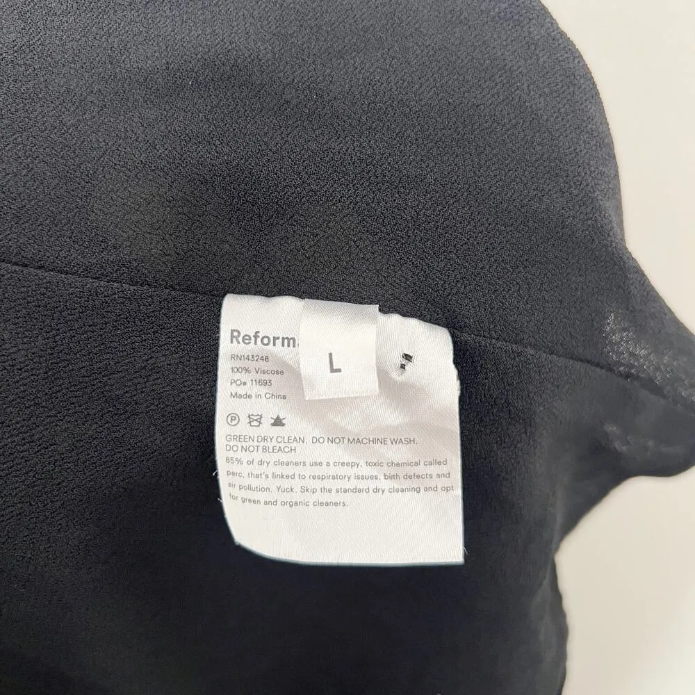 [Reformation] Black Floral Print Susanna Long Sleeve Wrap Midi Dress Sz Large L - Image 12