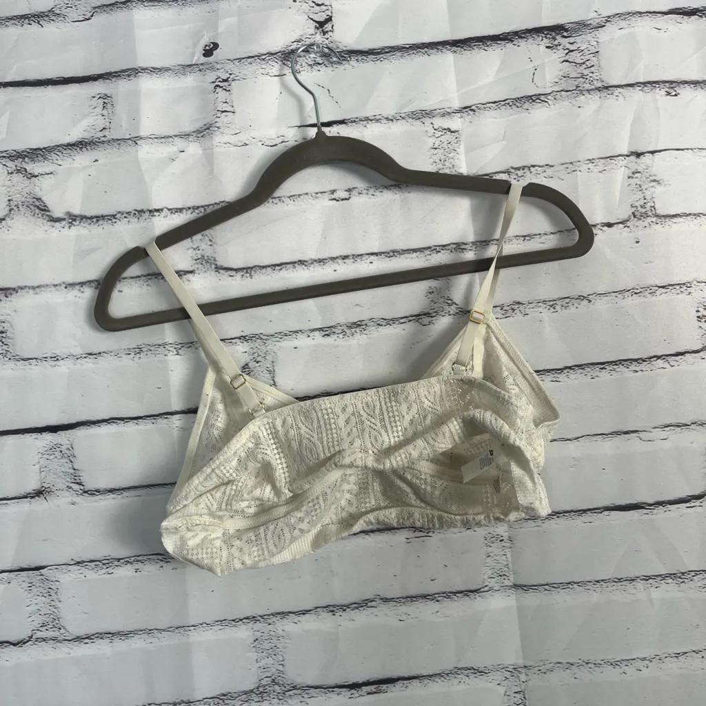 Aerie White Lace Bralette Wireless Women’s Large Soft Stretch Lined Crop Top Y2K - Image 10