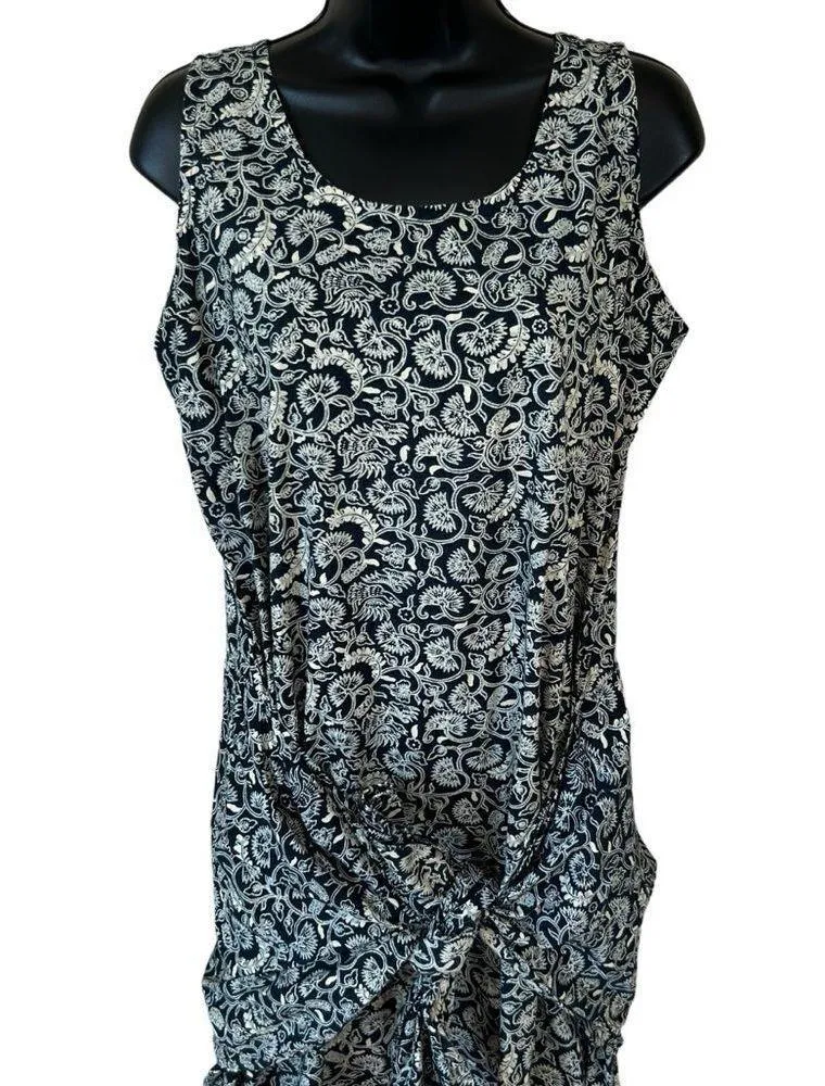 J. Peterman Company Batik Deep Teal Blue/Cream Kaftan Dress Blue Size M - Image 2