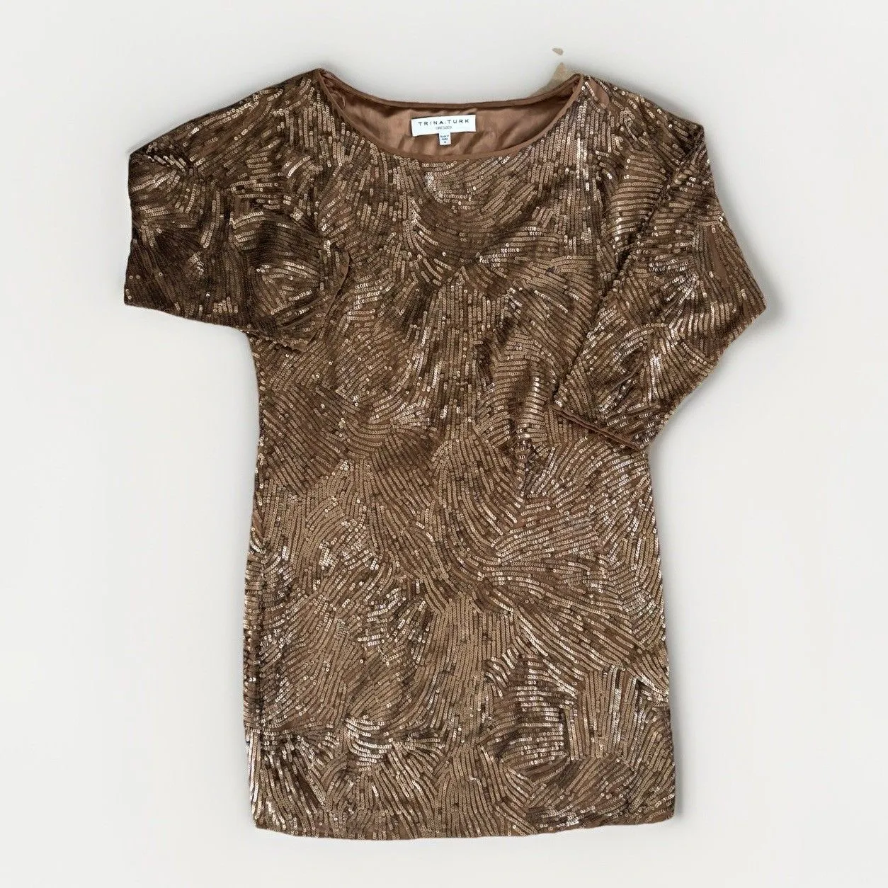 Trina Turk Dress Womens Size 6 Bronze Sequin Mini Dress - Image 2