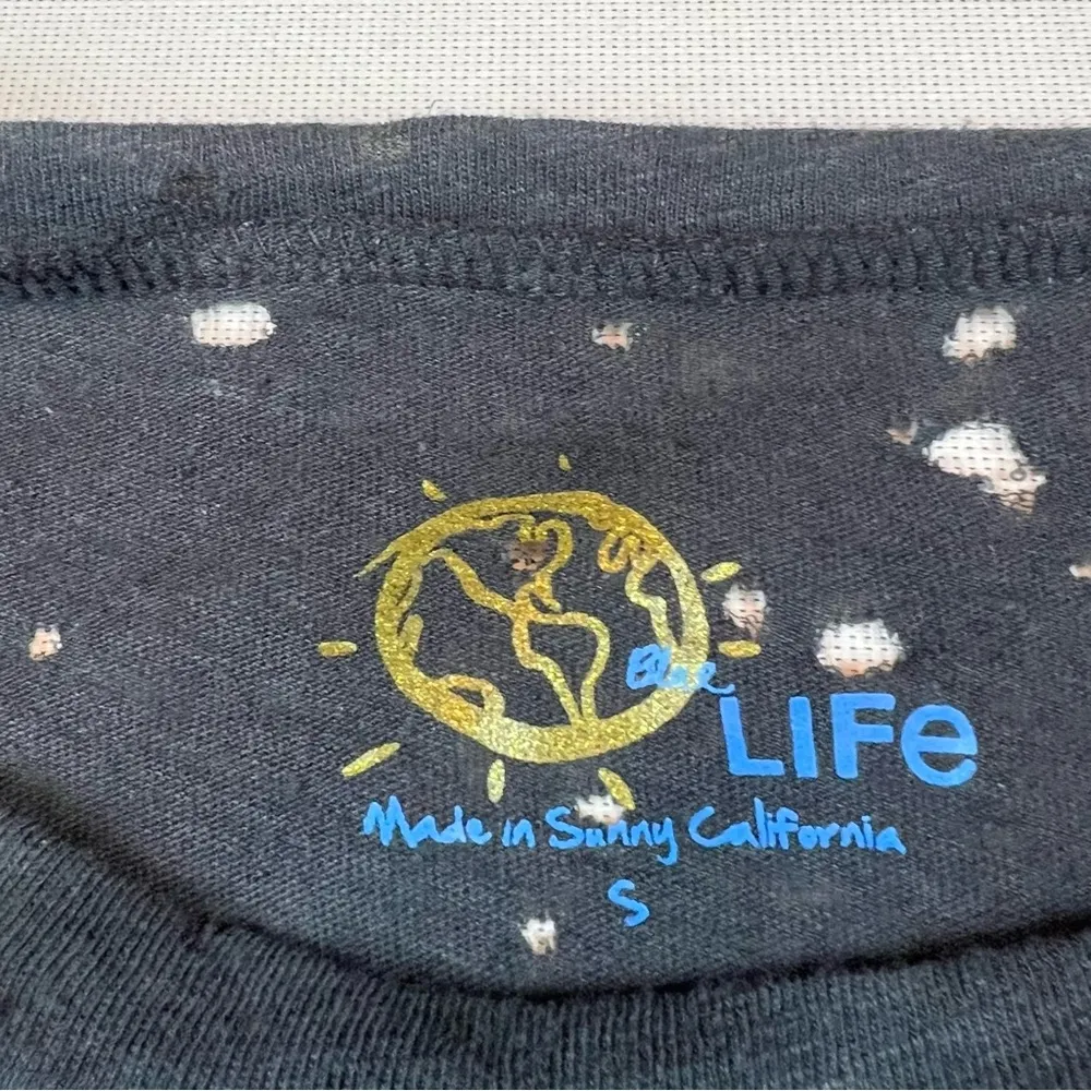 Blue Life Destroyed Linen Tee Fringe Armholes - Image 11