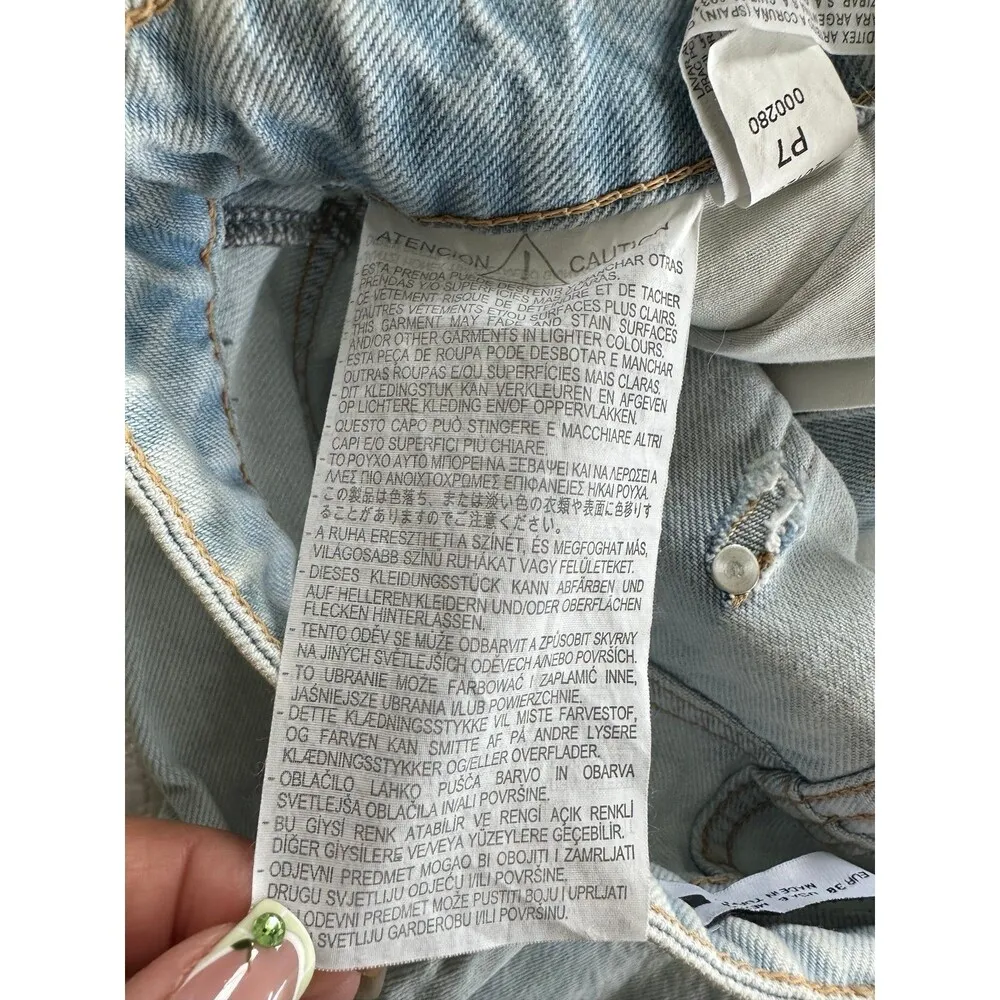 Zara Bloggers Favorite 100% Cotton Light Wash Full Length Wide Leg Denim Jeans 6 - Image 5