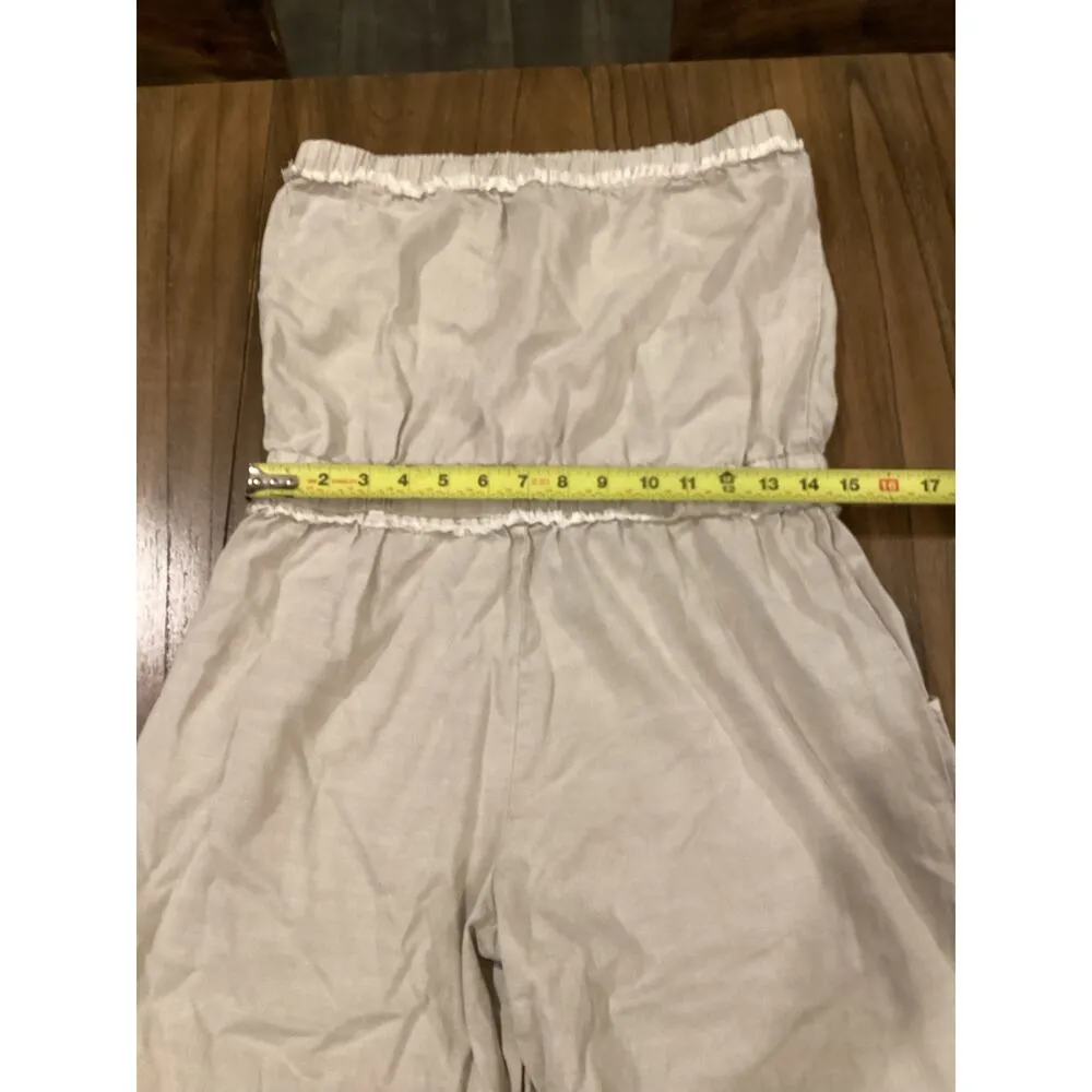 Young Fabulous & Broke Reeve Strapless Jumpsuit Drawstring waist Sea Salt - Image 4