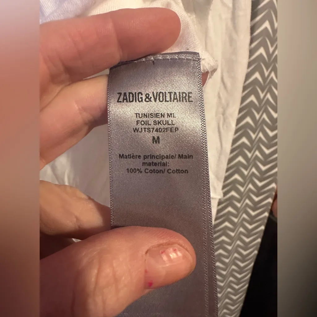NWT Zadig & Voltaire | Tunisian ML Foil Skull Shirt, Size M - Image 7