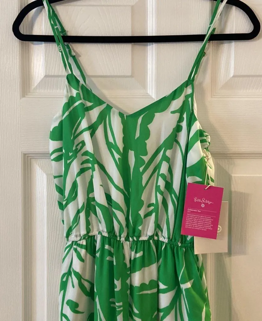 Lilly Pulitzer by Target  Green and White Leaf Print Jumpsuit size XS inseam 28” - Image 2