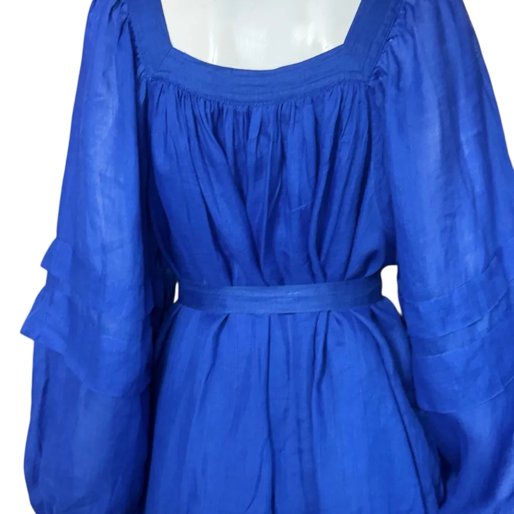 Banana Republic Royal Blue Midi Ramie Long Sleeve Dress Size XL - Image 7