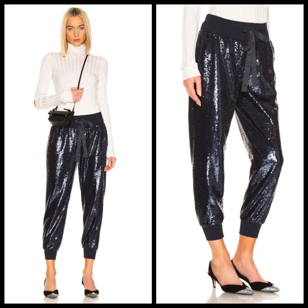 💕CINQ A SEPT💕 Giles Sequin Pull-On Jogger Pants Navy Blue XS NWT - Image 5