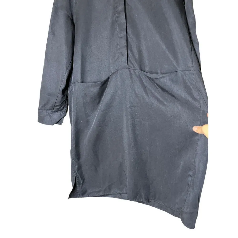 COS Oversized Minimalist Lagenlook‎ 100% Lyocell Navy Boxy Dress Sz XS - Image 4