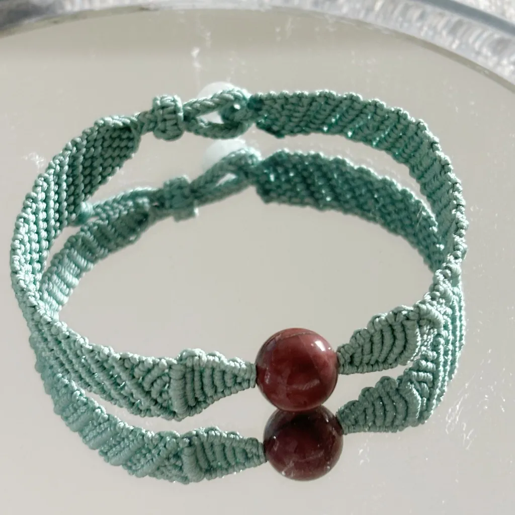 Handmade Macrame Friendship Bracelets Stone Bead – Adjustable, Multiple Colors Blue - Image 5
