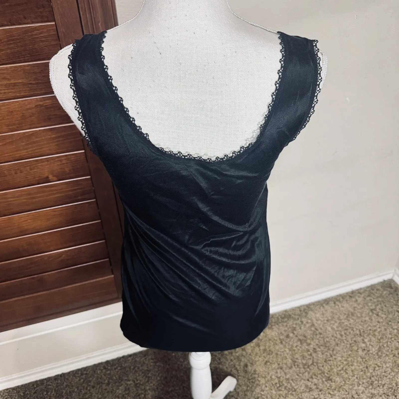 Naturalwear Mastectomy Top Black Cami tank lace trim padded sz 1X - Image 3