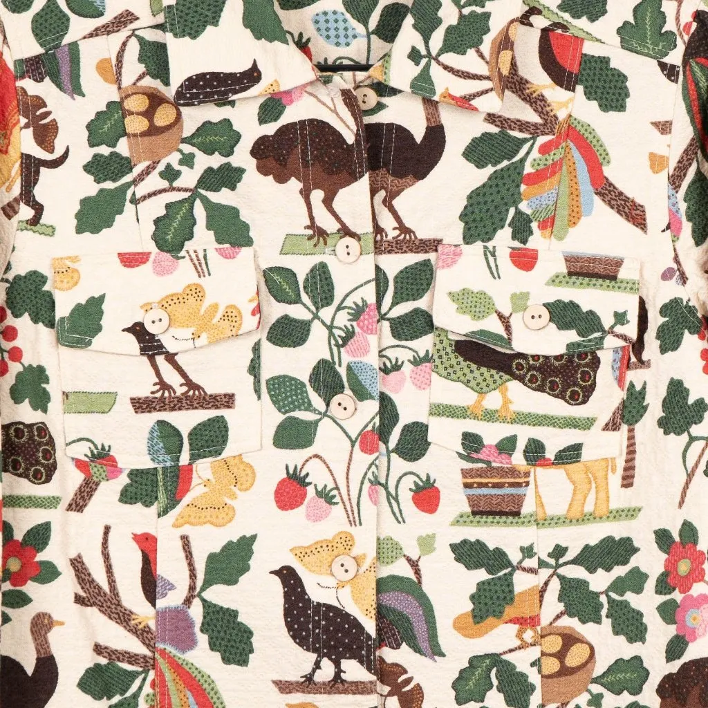 Alexis & Avery VTG Jacket M White Wild Vine Animals Ostrich Elephant Peacock Cat Size M - Image 3