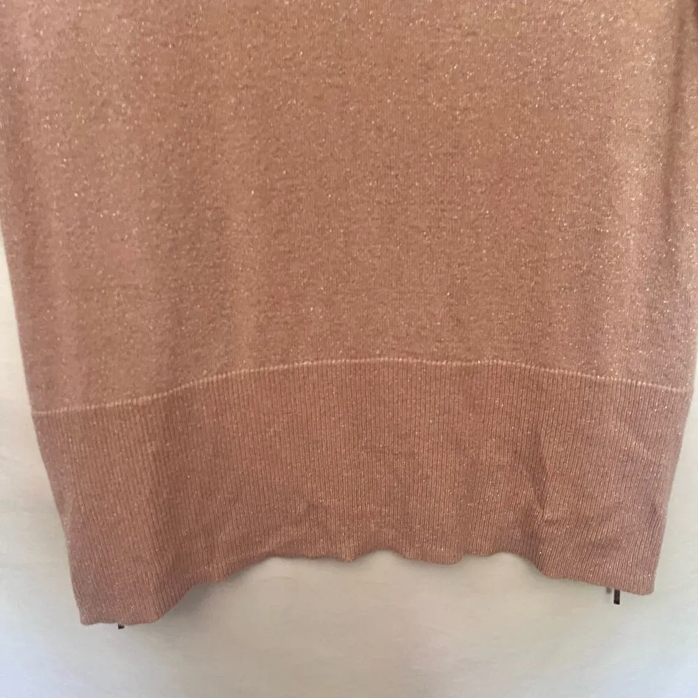 CALVIN KLEIN 3/4 Sleeve Glitter Tunic Womens Sweater Sz L Pink zip Hem Soft Girl - Image 8