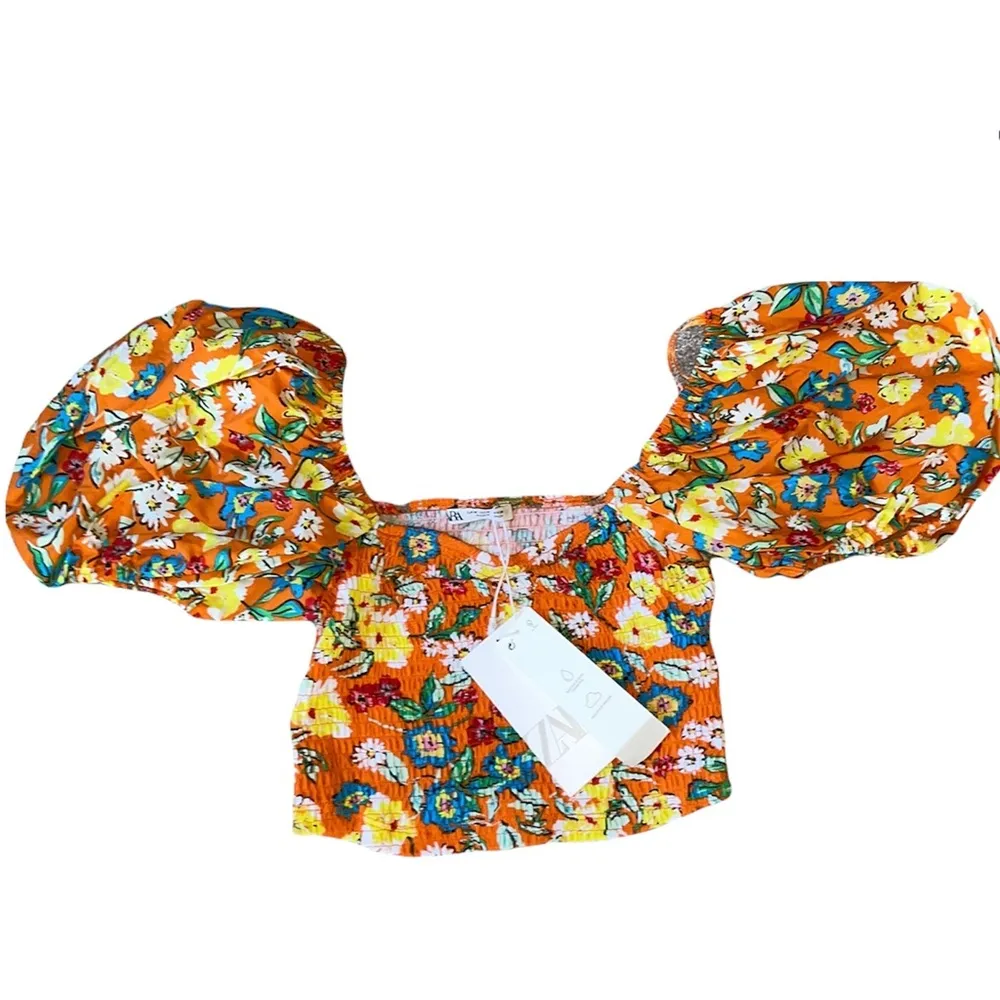 NWT ZARA PRINTED FLORAL FLOUNCE CROP TOP MEDIUM MULTICOLORED - Image 10