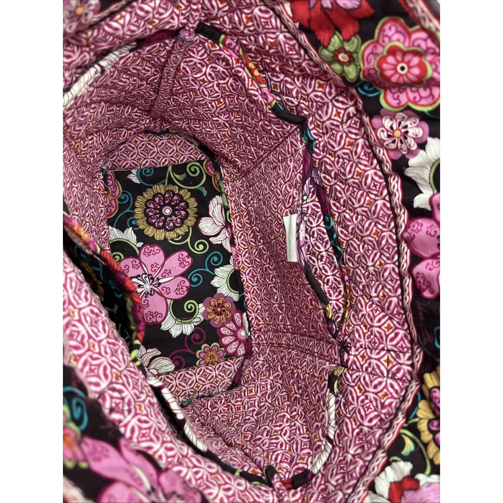 VERA BRADLEY RETIRED LIBBY MOD FLORAL BROWN & PINK SHOULDER HANDBAG - Image 6