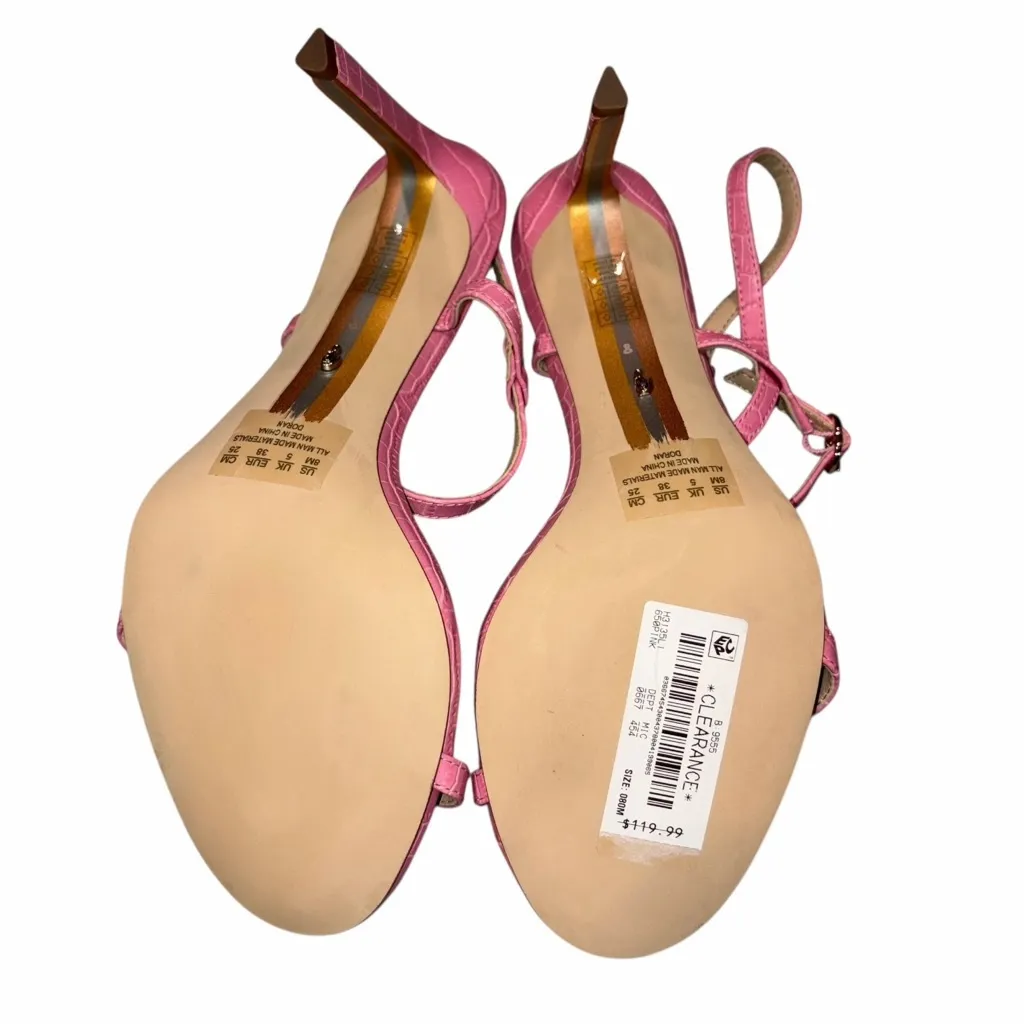 NEW Sam Edelman Pink Doran Croc Print Heels Sandals Shoes size 8 - Image 11